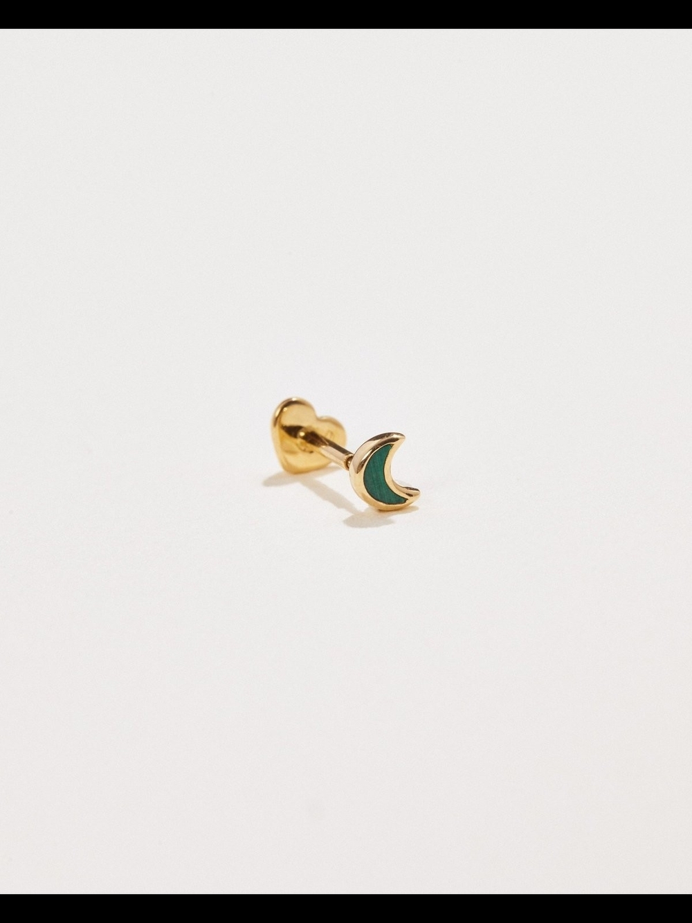 DISCONTINUED Pamela Love Green Malachite Moon Threaded Stud 14k Gold Earring New